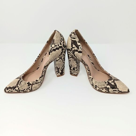 ALDO Women’s Faux Snakeskin Block Heel Pumps Size 5 Bold Neutral - Picture 3 of 7